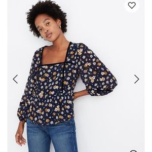 Madewell Velvet Trimmed Square Neck Top Sz XL